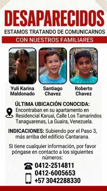 Karina Maldonado, Roberto Chávez y Santiago Chavez