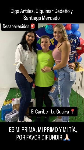 Olguimar Cedeño, olga Artiles y Santiago Mercado