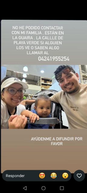 Diliana Sánchez, yefferson González y su hijo Santiago gonzalez