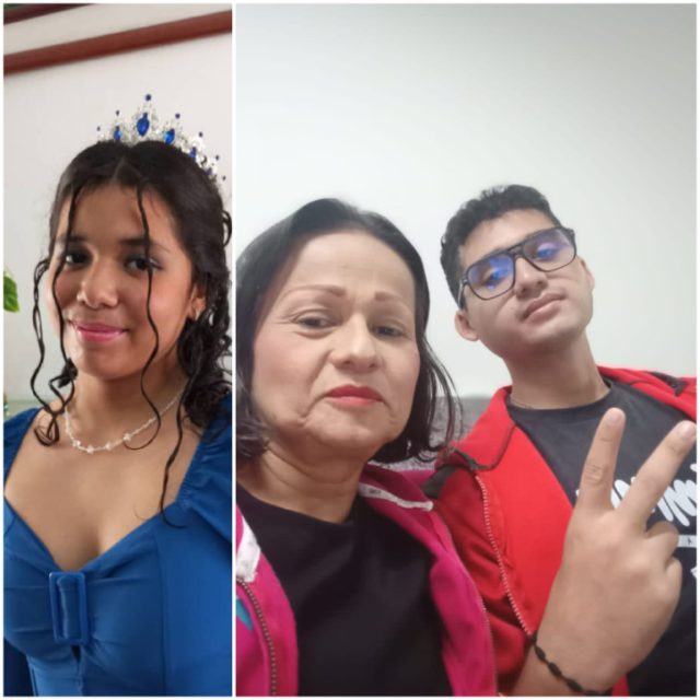 Yamile Duran de Rojas y sus dos hijos JeanClaude y Nicol