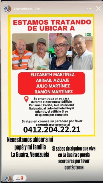 Elizabeth Martines   Abigail Azuaje.   Julio Martines.   Ramón Martínez