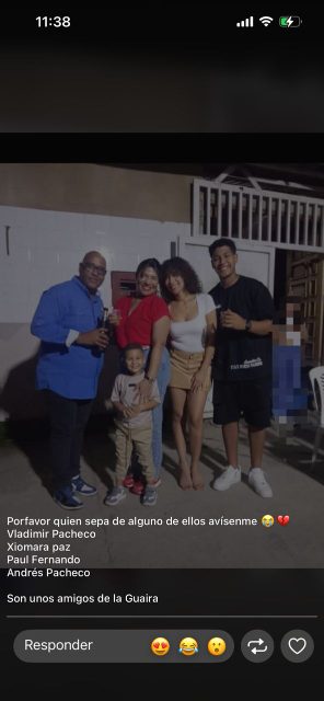 Vladimir Pacheco, Xiomara Paz, Paul Fernando, Andrés Pacheco