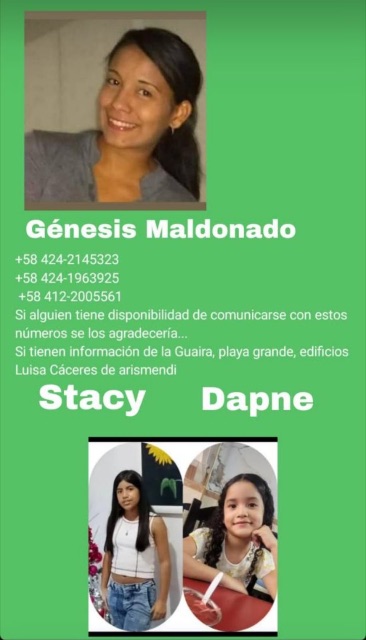 Génesis Maldonado e hijas