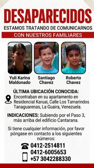 Karina Maldonado, Roberto Chávez y Santiago Chavez