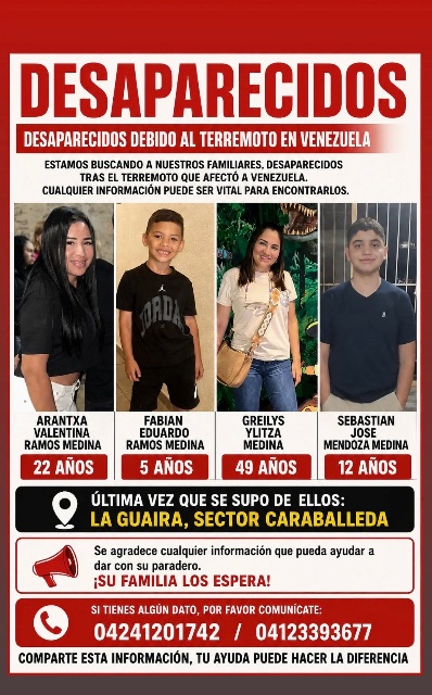 Arantza Valentina Ramos Medina, Fabián Eduardo Ramos Medina, Greilys Yelitza Medina, Sebastián José Mendoza Medina