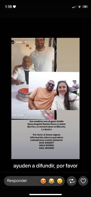 Argenis Duno, Lismar Barrios y Argenis Ramón Duno
