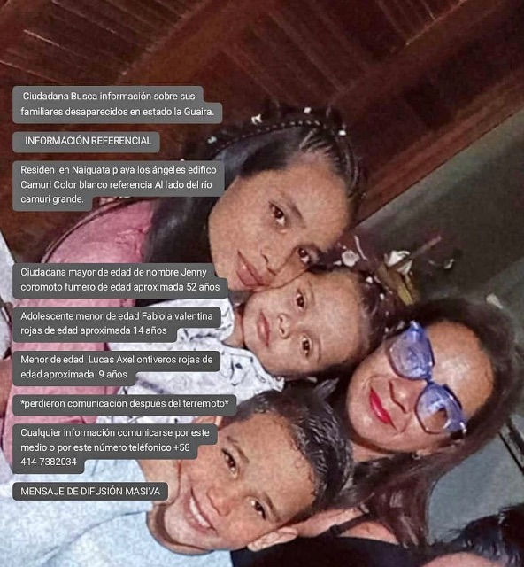 Yeni fumero 52 años, Lucas Ontiveros 9años, Fabiola 14 años
