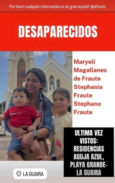 Mayerly Magallanes de fraute, Stephanie fraute y Stephano fraute