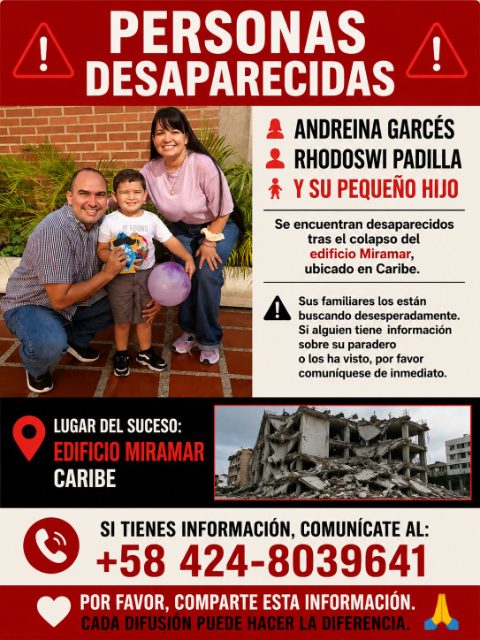 Andreina Garcés, esposo e hijo