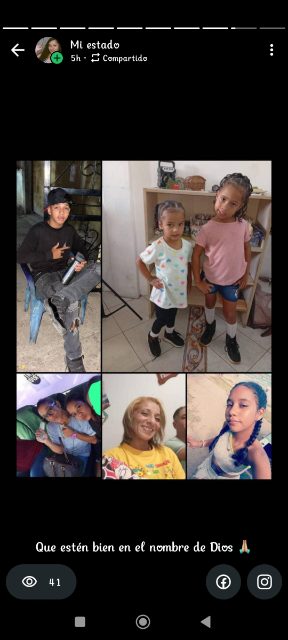 Brithanny de 3 año Gabriela de 5 años norka de 13 años Álvaro de 16 años, su mamá Katiuska de 42